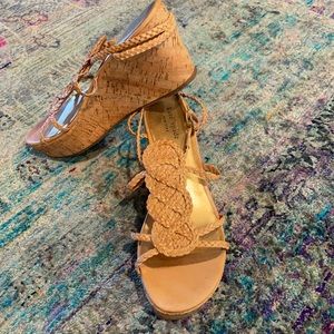 Kate Spade nude wedge cork strappy sandal size 9.5